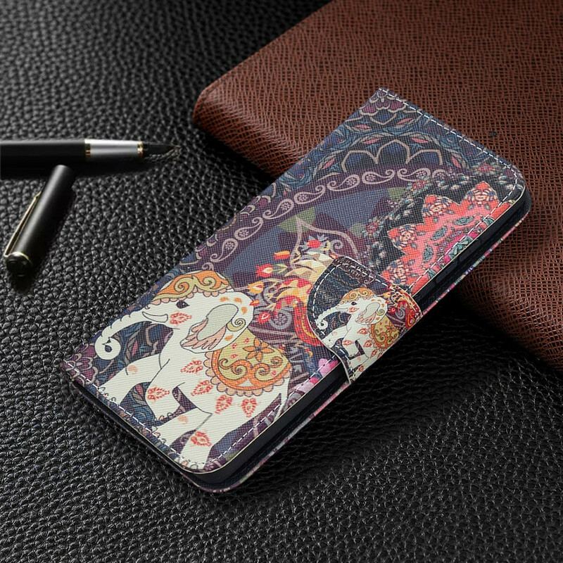 Flip Cover Samsung Galaxy S20 FE Mandala Med Etniske Elefanter