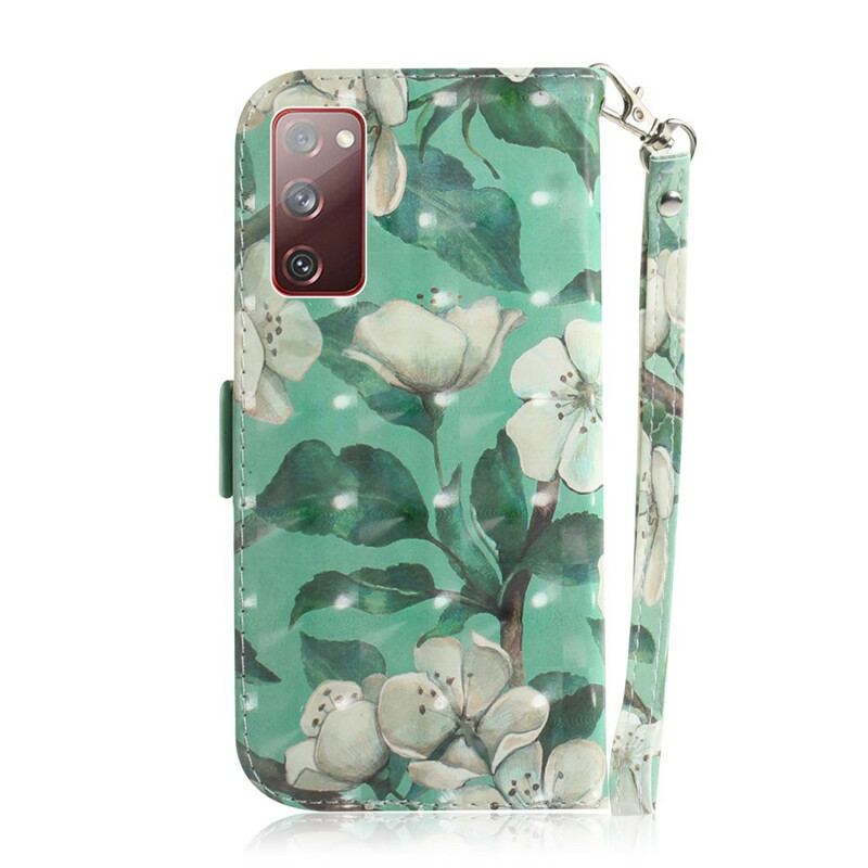 Flip Cover Samsung Galaxy S20 FE Med Snor Blomstrende Gren Med Rem