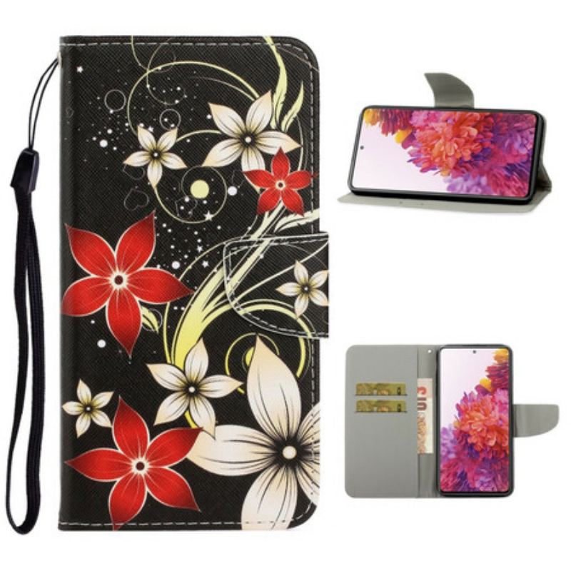 Flip Cover Samsung Galaxy S20 FE Med Snor Farverige Strappy Blomster