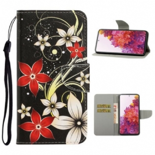 Flip Cover Samsung Galaxy S20 FE Med Snor Farverige Strappy Blomster