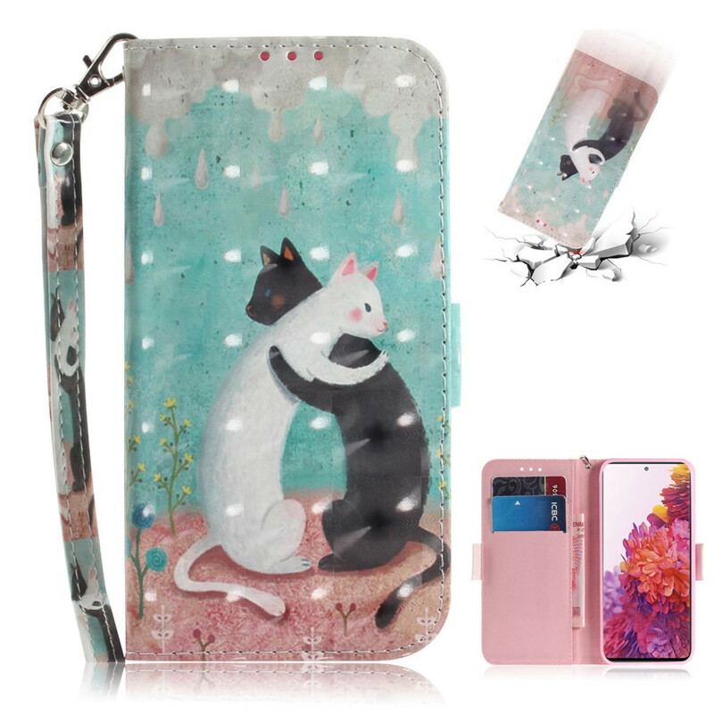 Flip Cover Samsung Galaxy S20 FE Med Snor Strappy Cat Friends