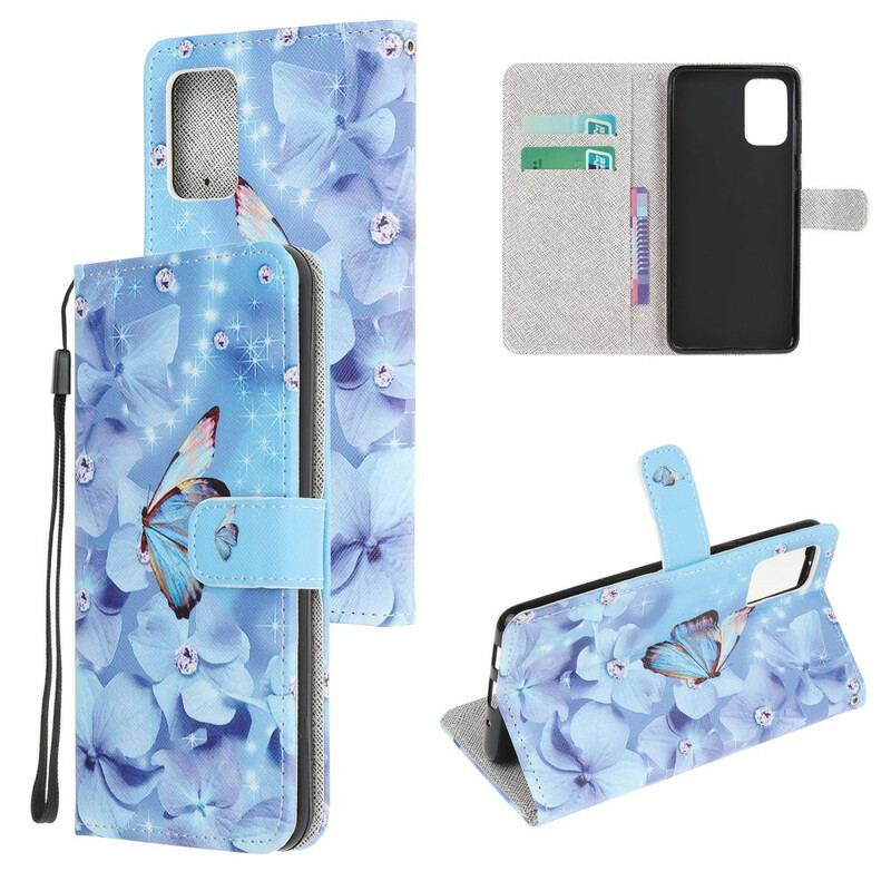 Flip Cover Samsung Galaxy S20 FE Med Snor Strappy Diamond Sommerfugle