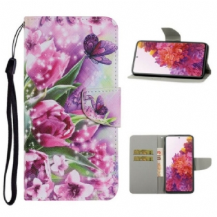 Flip Cover Samsung Galaxy S20 FE Sommerfugle Og Tulipaner