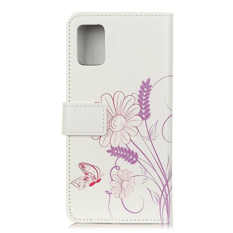 Flip Cover Samsung Galaxy S20 FE Tegning Af Sommerfugle Og Blomster