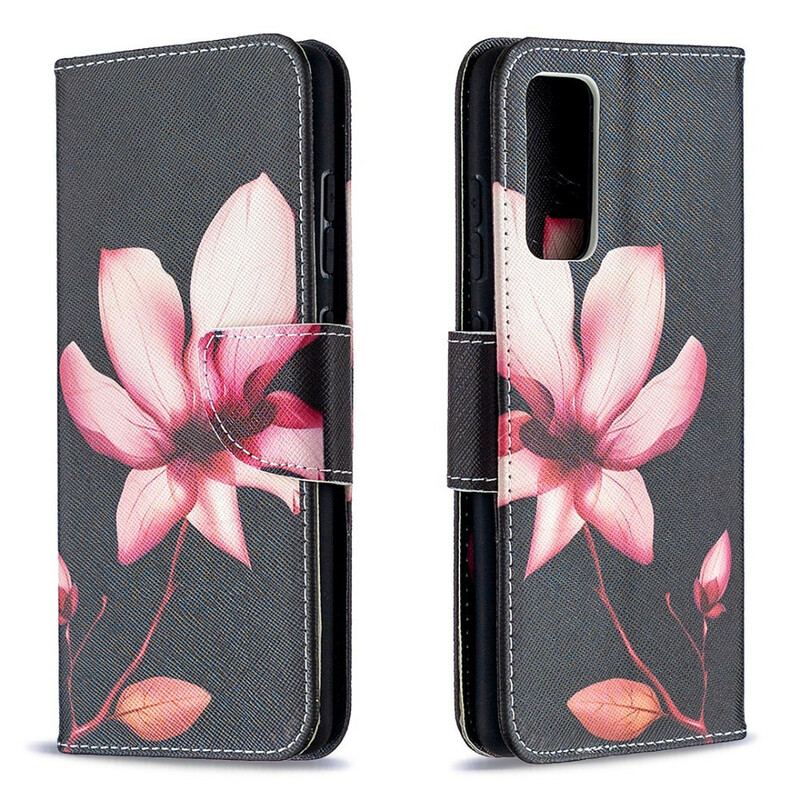 Læder Cover Samsung Galaxy S20 FE Lyserød Blomst