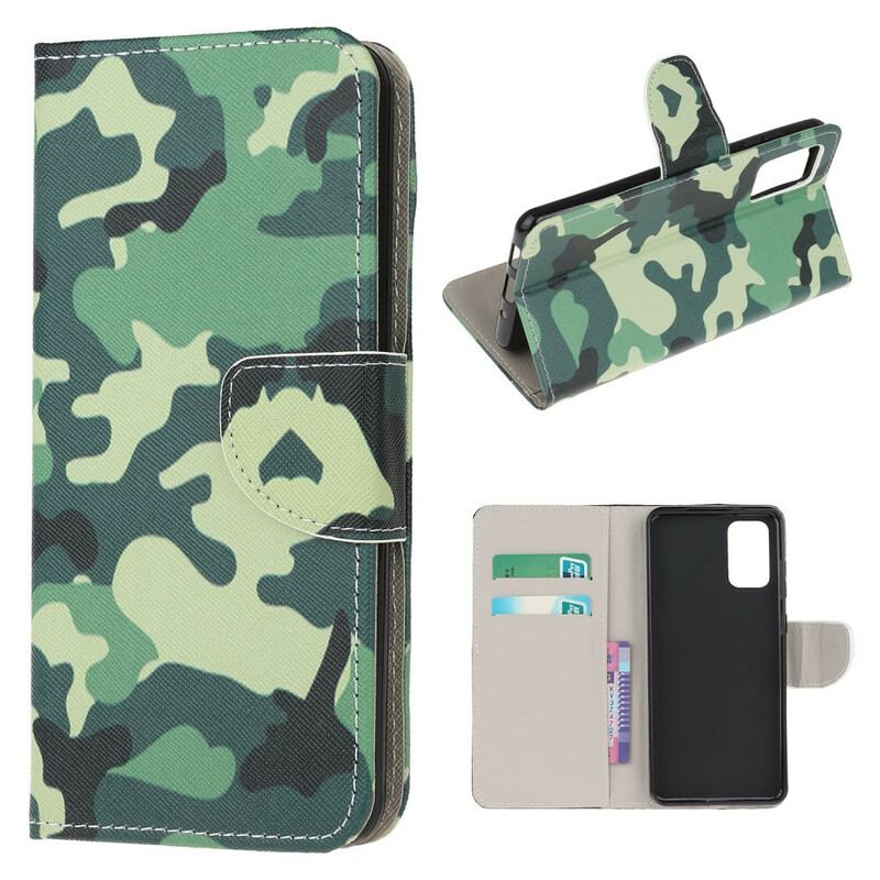 Læder Cover Samsung Galaxy S20 FE Militær Camouflage