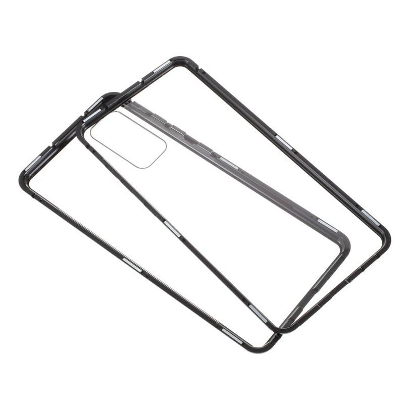 Mobilcover Samsung Galaxy S20 FE Metalkanter Og Bagside Af Hærdet Glas