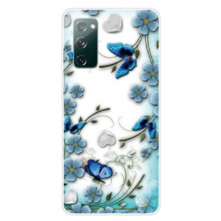 Mobilcover Samsung Galaxy S20 FE Sømløse Retro Sommerfugle Og Blomster