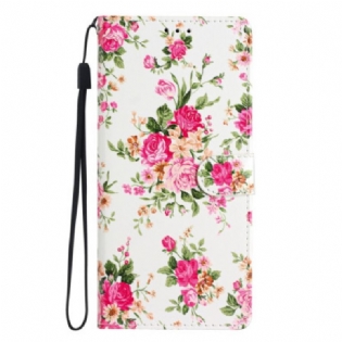 Flip Cover Oppo Reno 8 Pro Med Snor Rem Liberty Flowers