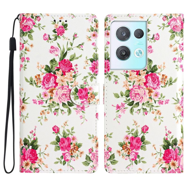 Flip Cover Oppo Reno 8 Pro Med Snor Rem Liberty Flowers