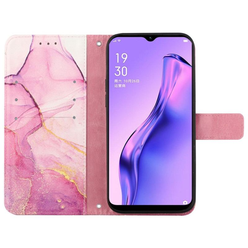 Flip Cover Oppo Reno 8 Pro Med Snor Strip Marmor