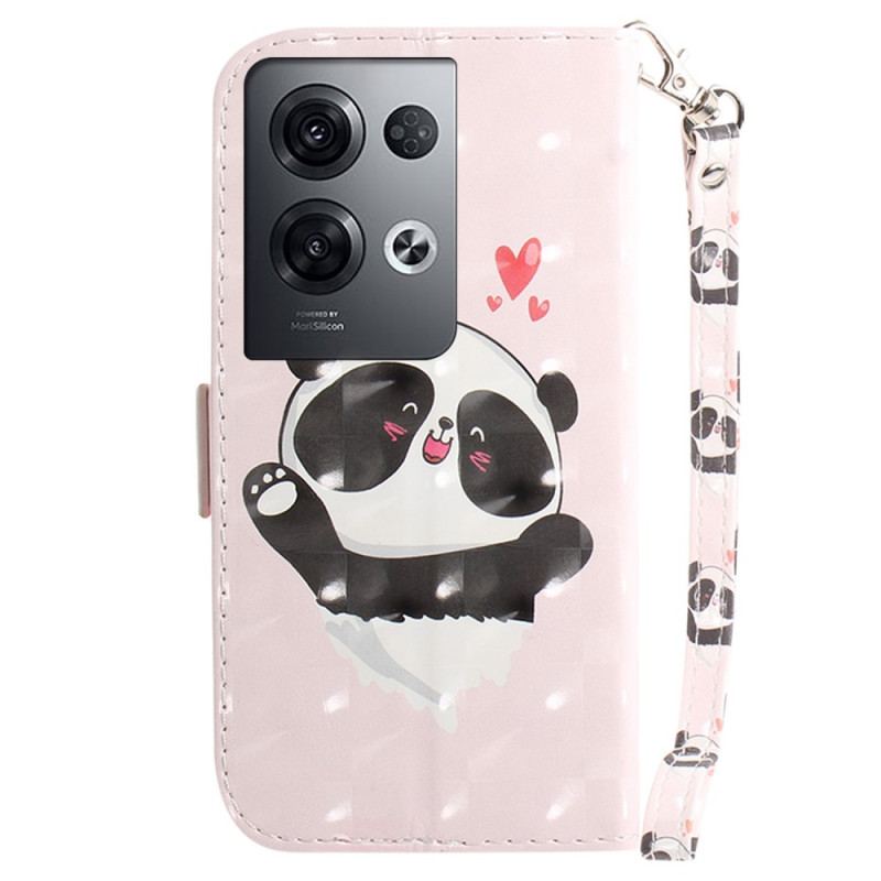 Flip Cover Oppo Reno 8 Pro Panda Love Med Snor