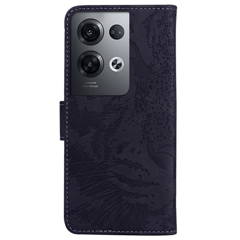 Flip Cover Oppo Reno 8 Pro Tiger Fodaftryk