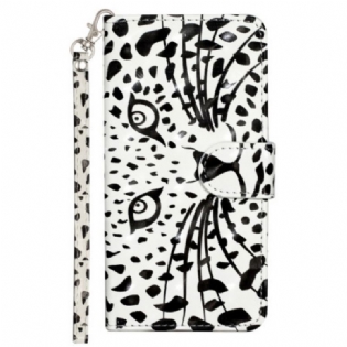 Flip Cover Oppo A98 5g Leopardhoved Med Rem