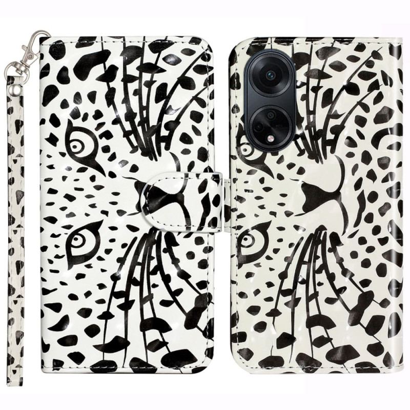 Flip Cover Oppo A98 5g Leopardhoved Med Rem