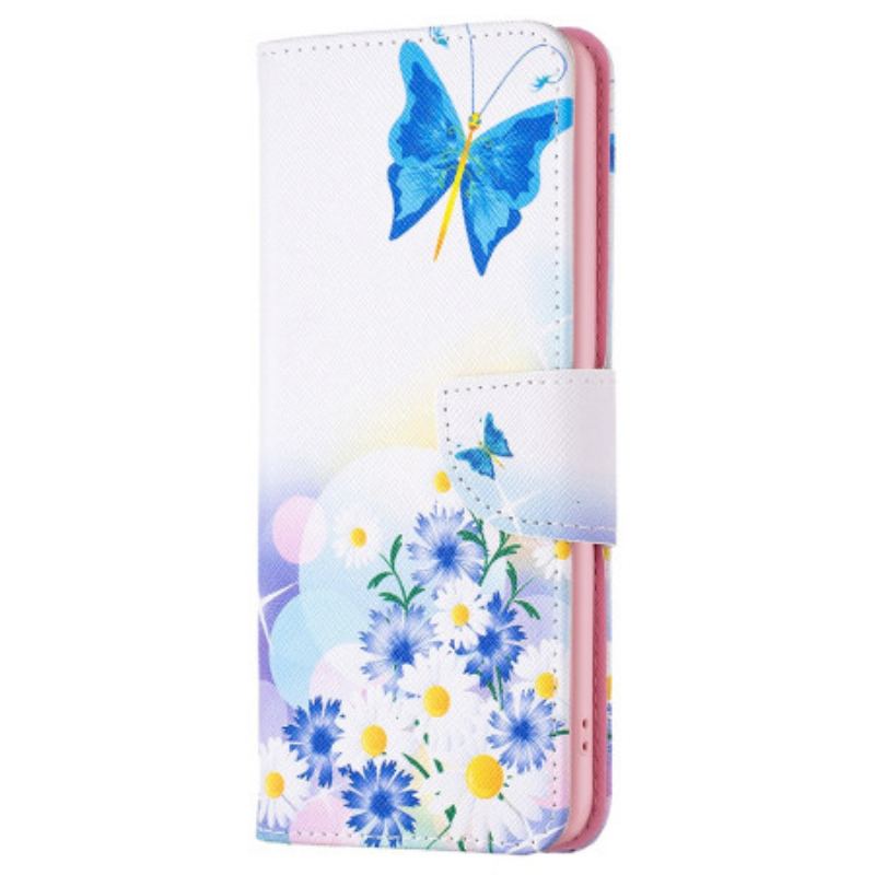 Flip Cover Til Oppo A98 5g Sommerfugl Og Blomster Akvarel