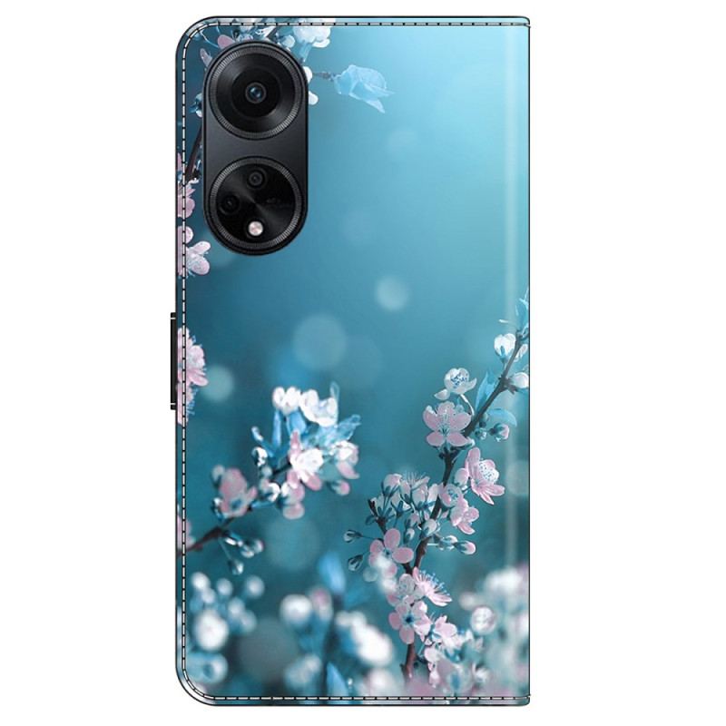 Læder Cover Oppo A98 5g Blommeblomster