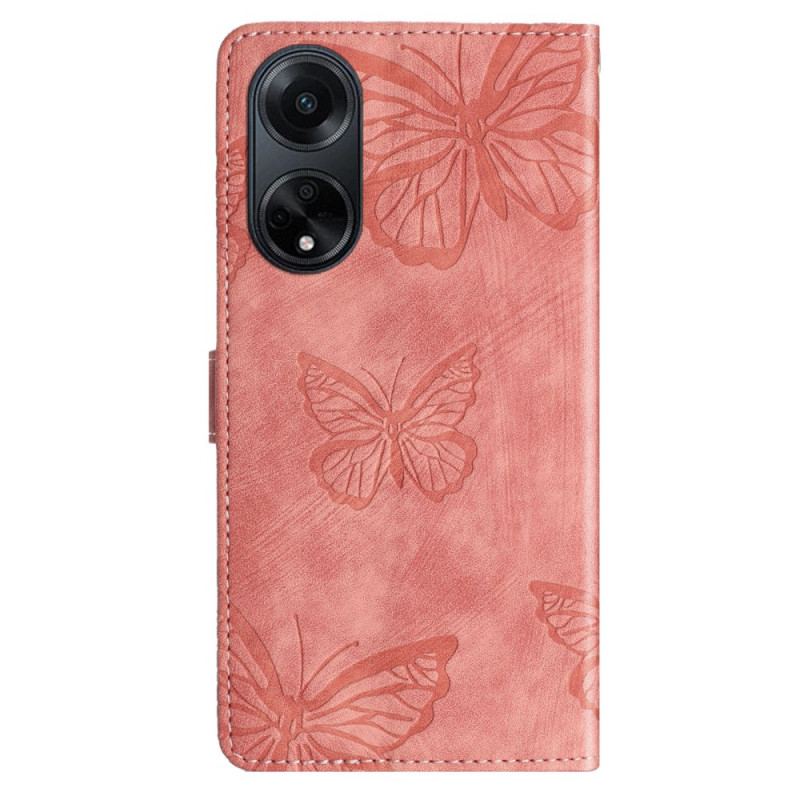 Læder Cover Oppo A98 5g Sommerfugle Ruskindseffekt