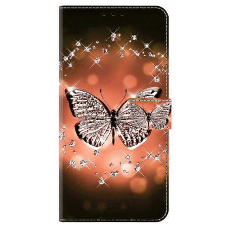 Læder Cover Oppo A98 5g Telefon Etui Krystalsommerfugle