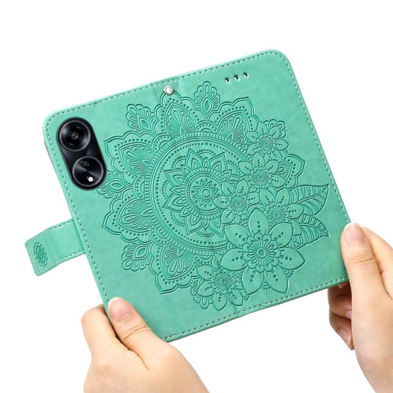 Læder Cover Oppo A98 5g Telefon Etui Mandala Print Med Rem