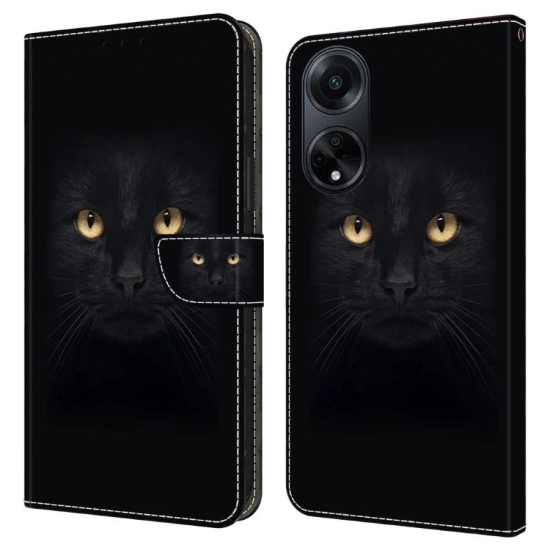 Læder Cover Oppo A98 5g Telefon Etui Sort Kat