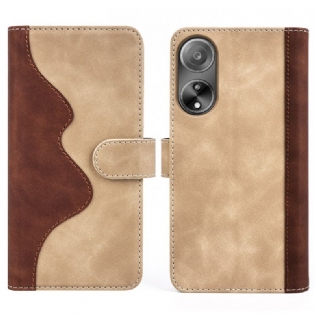 Læder Cover Oppo A98 5g Telefon Etui Tofarvet Design