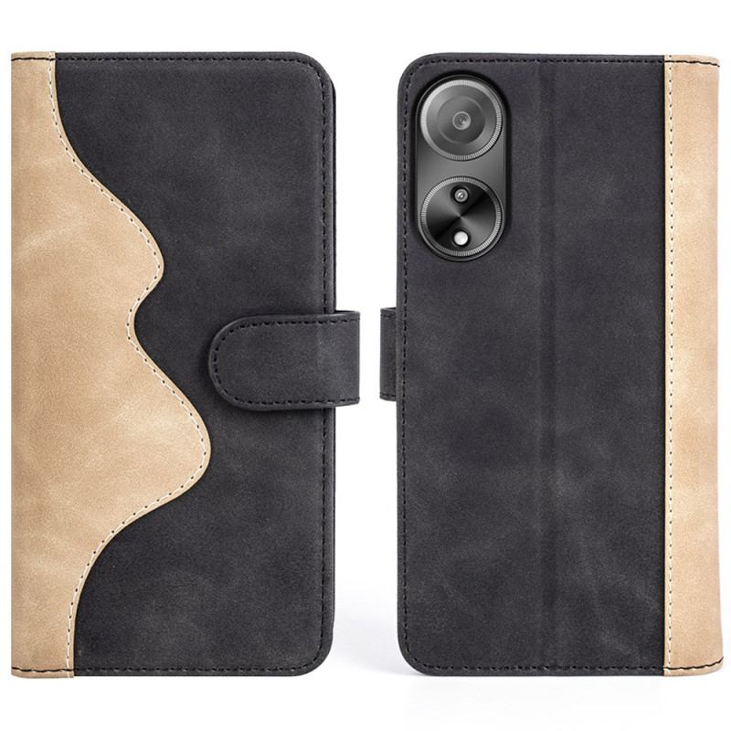 Læder Cover Oppo A98 5g Telefon Etui Tofarvet Design