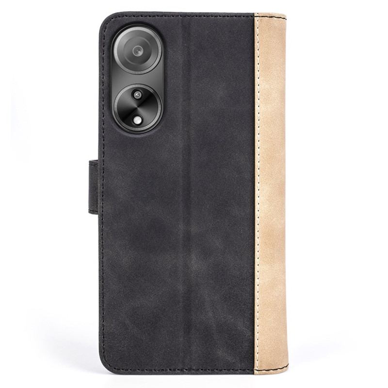 Læder Cover Oppo A98 5g Telefon Etui Tofarvet Design