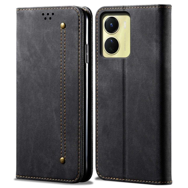 Cover Vivo Y16 Flip Cover Denim Stof