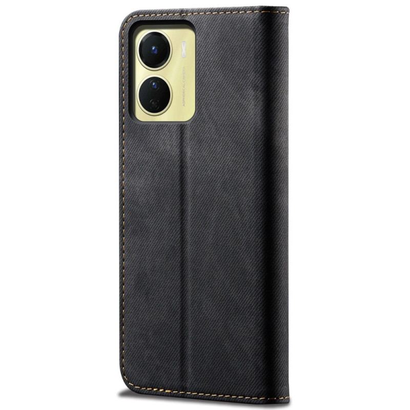 Cover Vivo Y16 Flip Cover Denim Stof