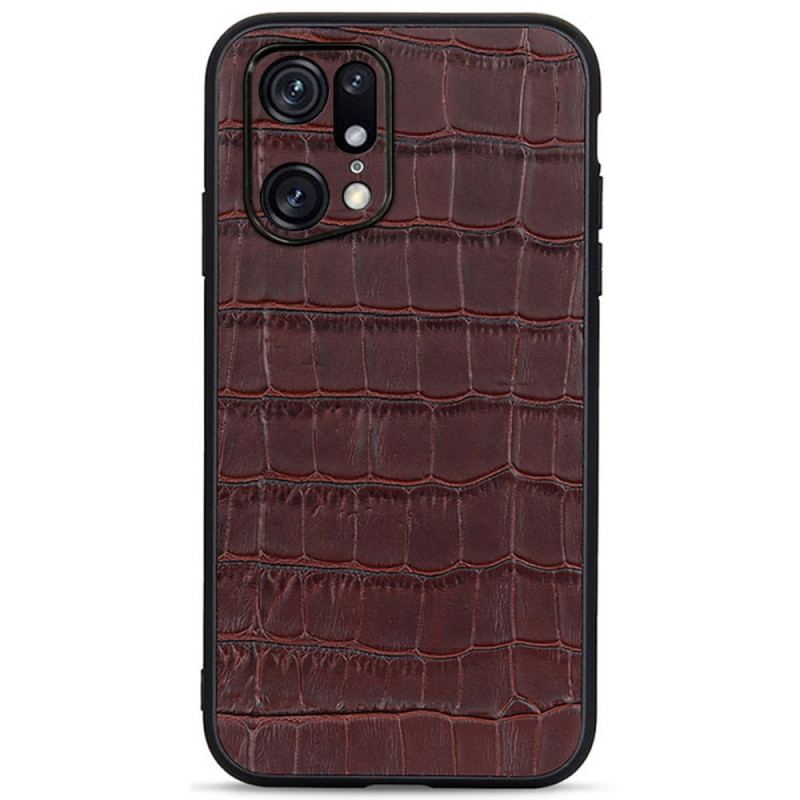 Cover Oppo Find X5 Pro Ægte Crocodile Texture Læder