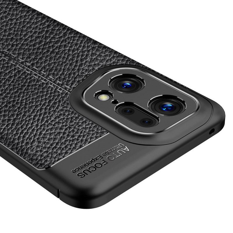 Cover Oppo Find X5 Pro Dobbelt Linje Litchi Læder Effekt