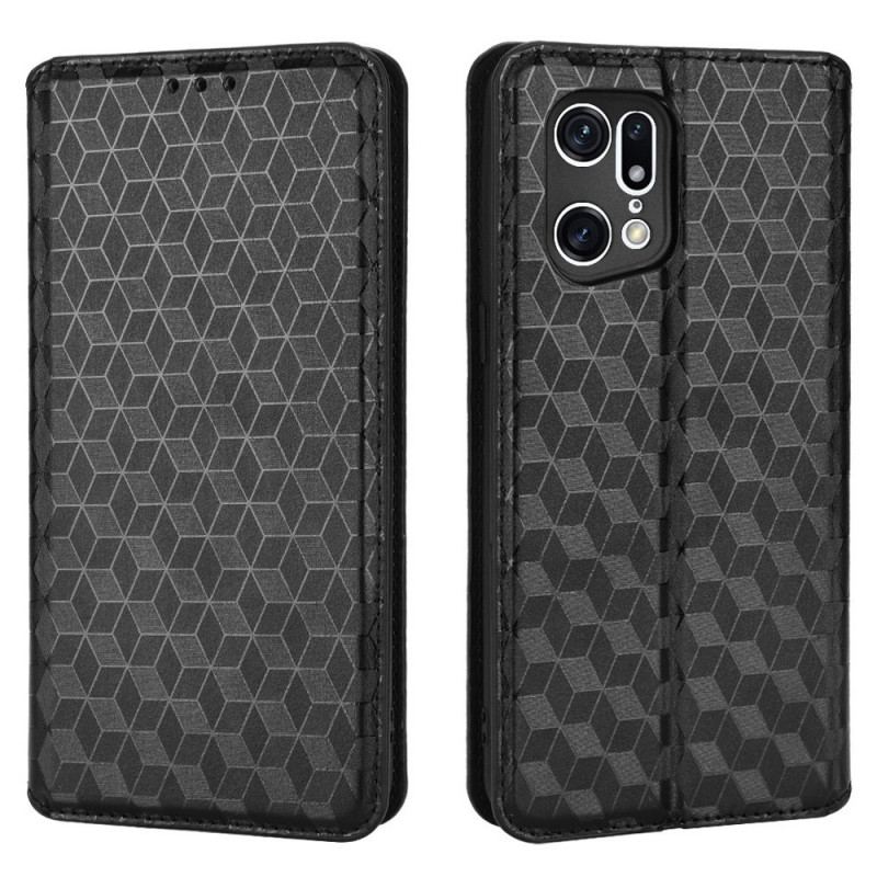 Cover Oppo Find X5 Pro Flip Cover 3d Diamant Læder Effekt