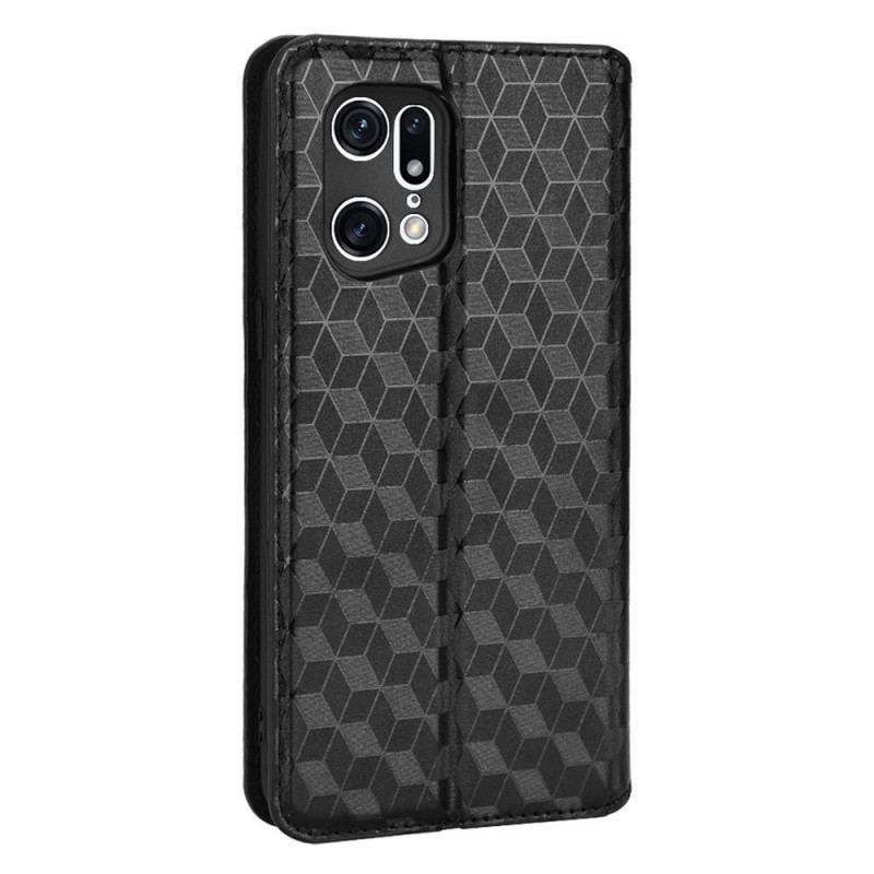 Cover Oppo Find X5 Pro Flip Cover 3d Diamant Læder Effekt