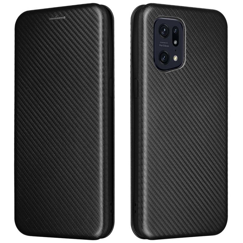 Cover Oppo Find X5 Pro Flip Cover Kulfiber Tekstur