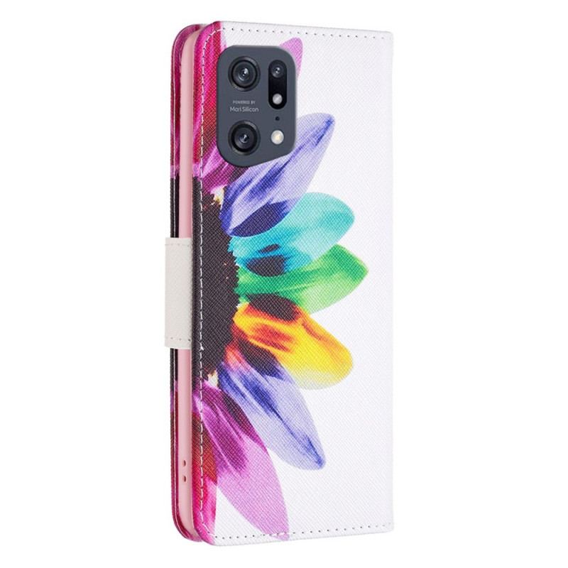 Flip Cover Oppo Find X5 Pro Akvarel Blomst