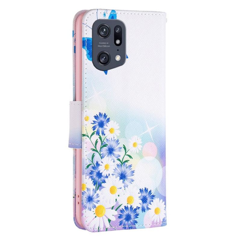 Flip Cover Oppo Find X5 Pro Akvarel Sommerfugle