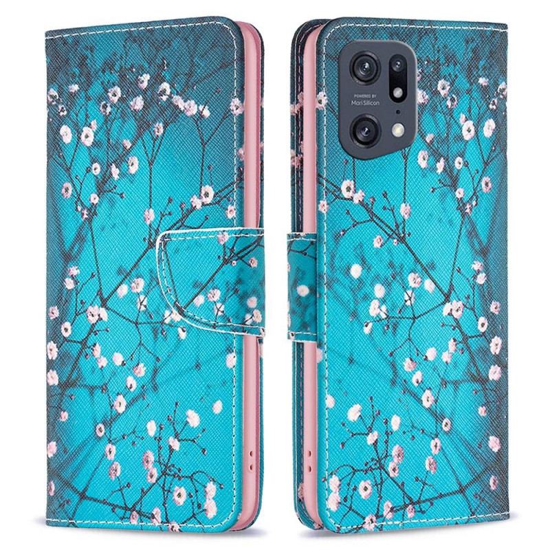 Flip Cover Oppo Find X5 Pro Blomstrende Grene