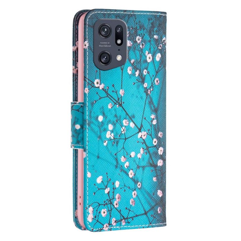 Flip Cover Oppo Find X5 Pro Blomstrende Grene