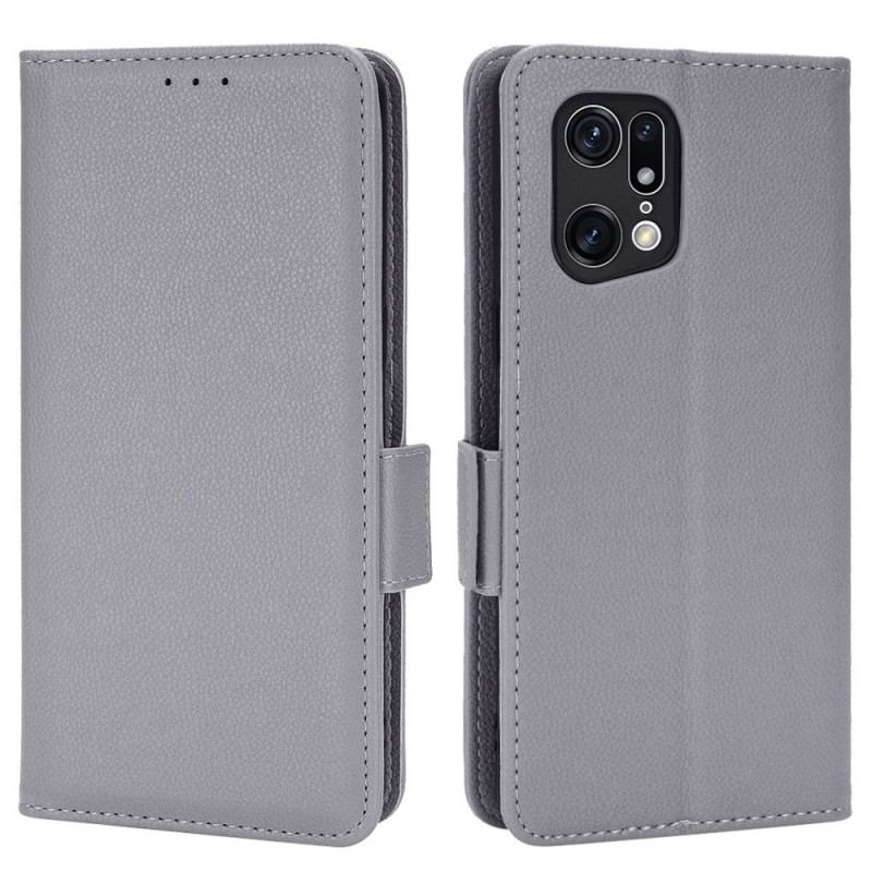 Flip Cover Oppo Find X5 Pro Traditionel Litchi-læderstil