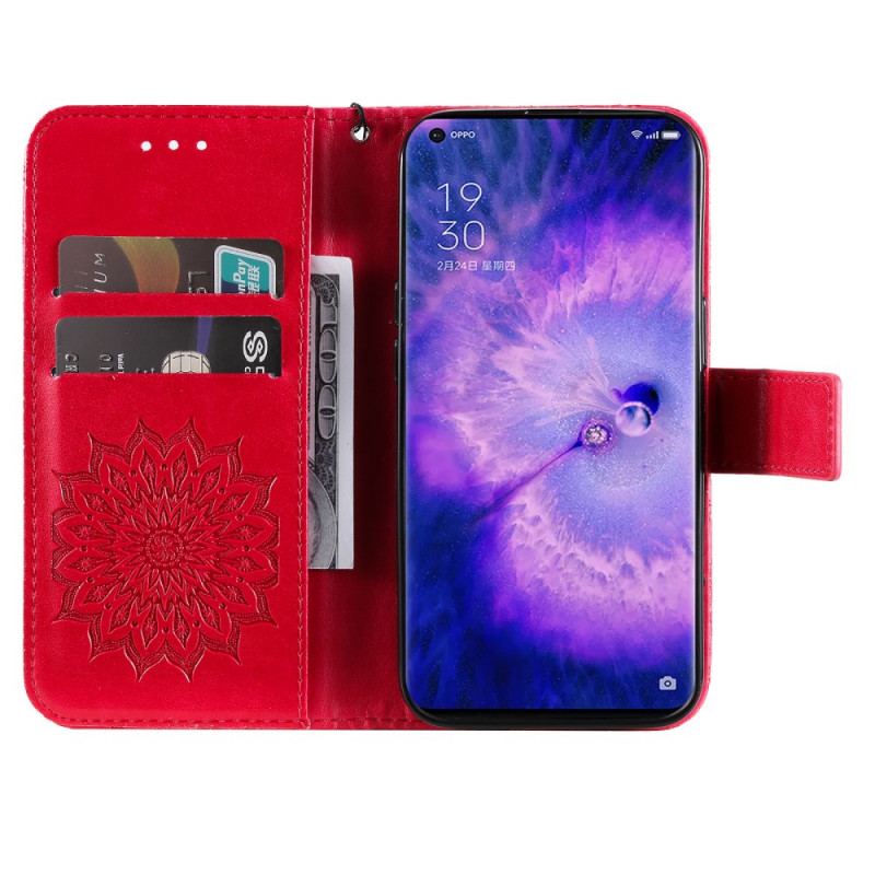 Læder Cover Oppo Find X5 Pro Med Snor Thong Sun