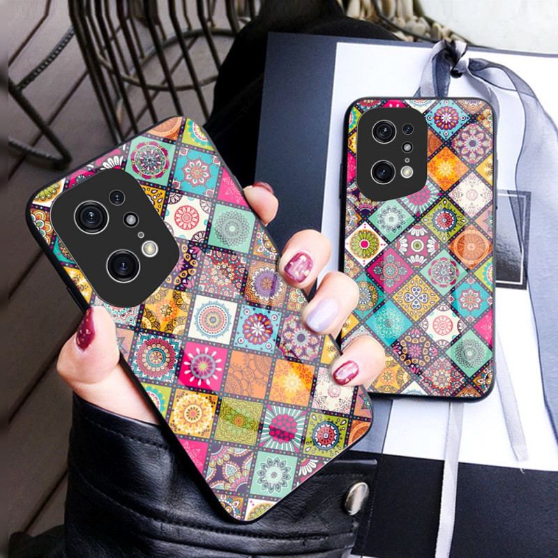 Mobilcover Oppo Find X5 Pro Patchwork Magnetisk Holder