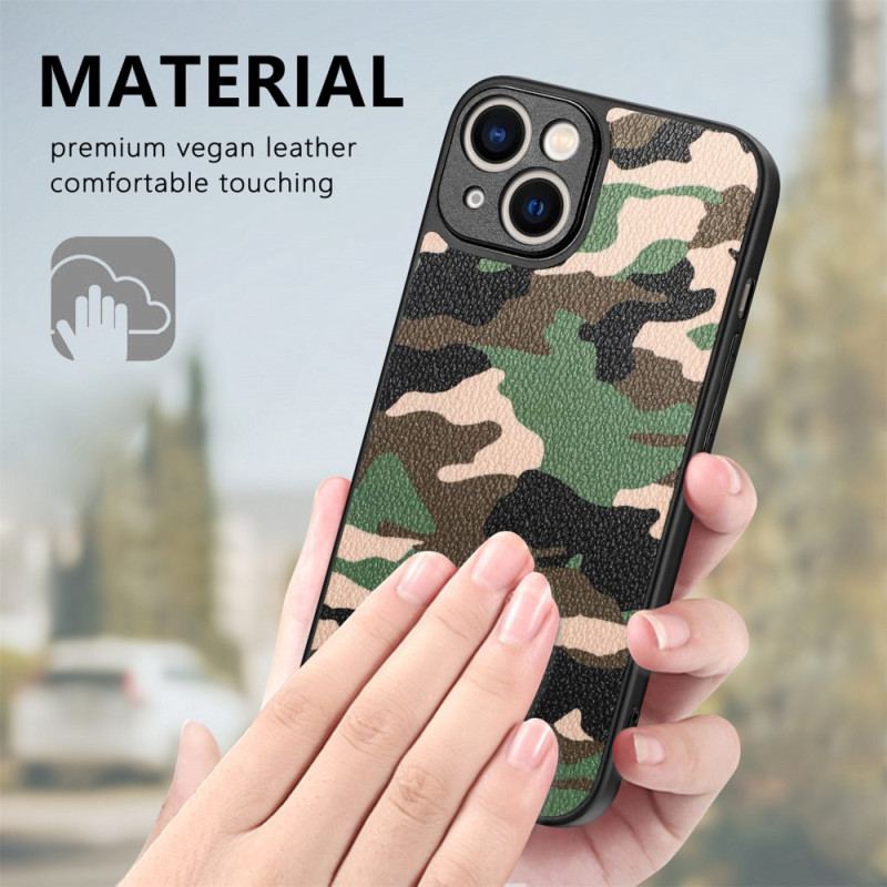 Cover iPhone 15 Camouflage I Imiteret Læder