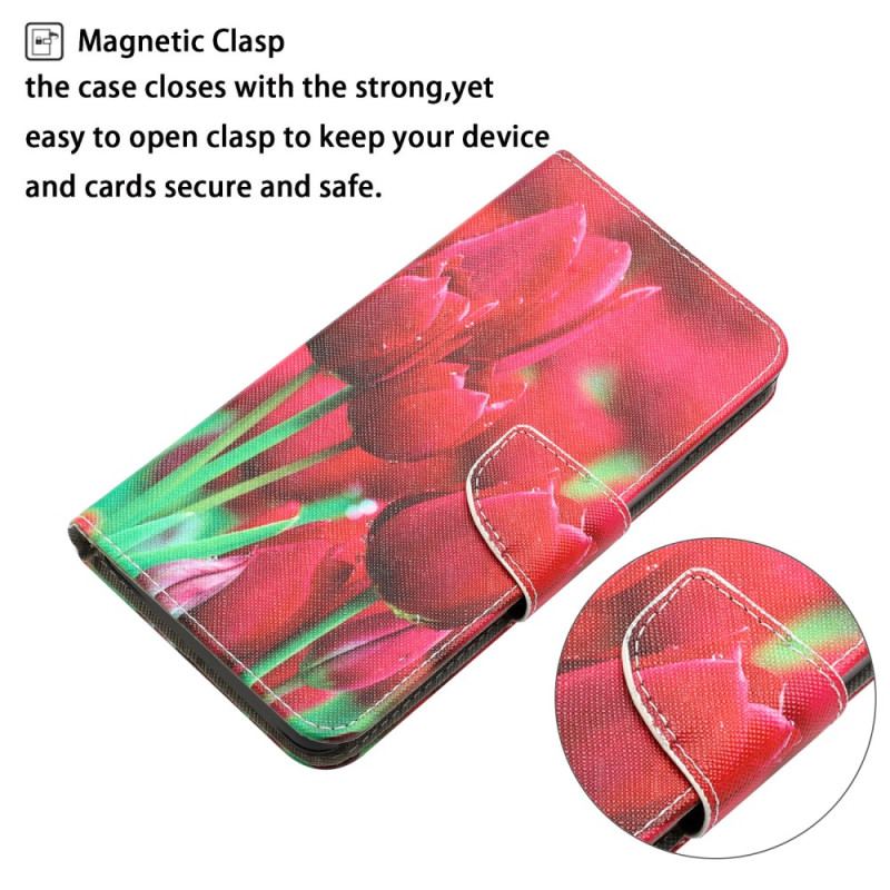 Flip Cover iPhone 15 Med Snor Blomstervariation Med Rem