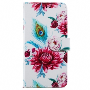 Flip Cover iPhone 15 Med Snor Frihedsblomster Med Rem