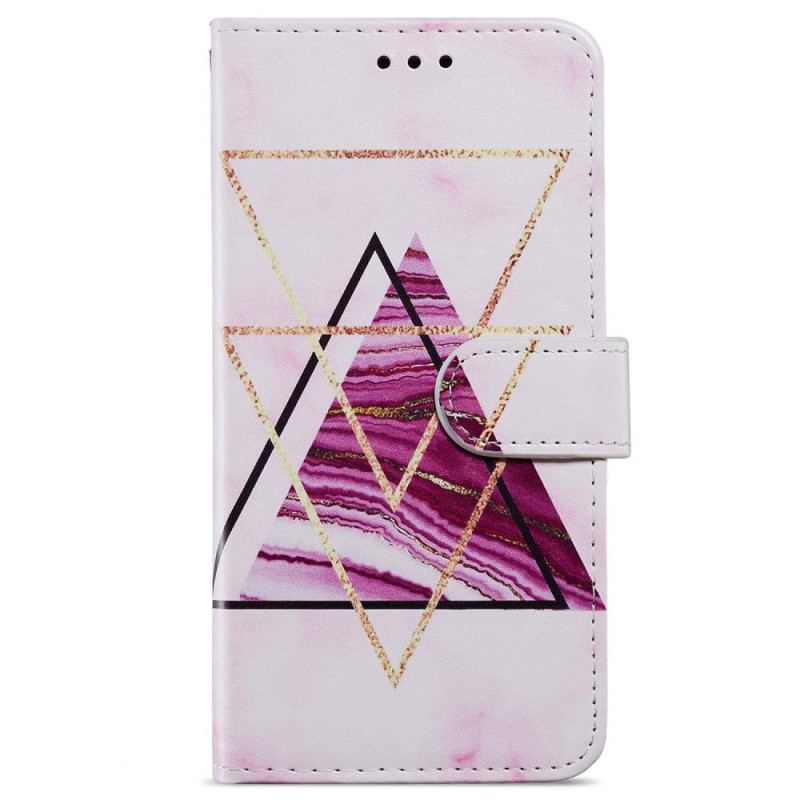 Flip Cover iPhone 15 Med Snor Geometrisk Marmor Med Rem