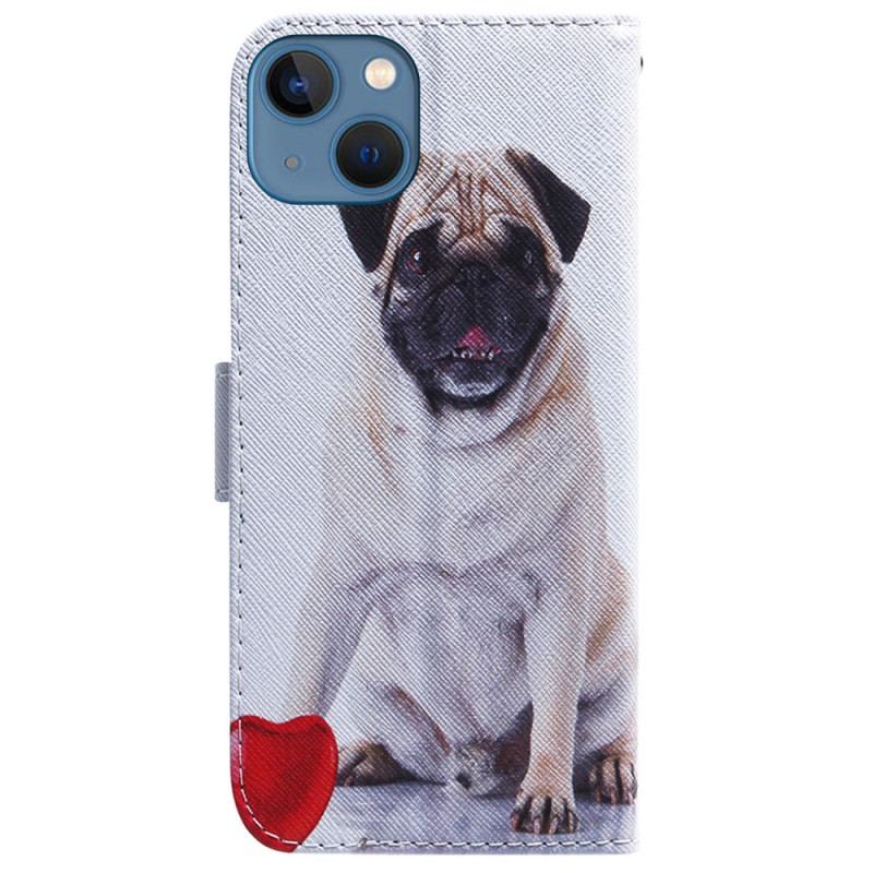 Flip Cover iPhone 15 Mops Hund