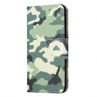 Læder Cover iPhone 15 Militær Camouflage