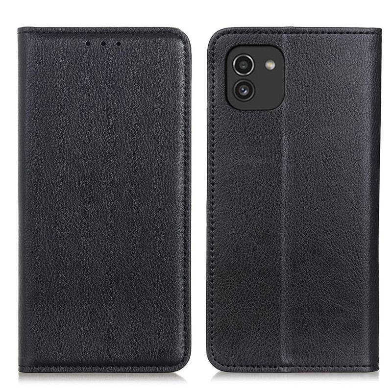 Cover Samsung Galaxy A03 Flip Cover Litchi Design Læder