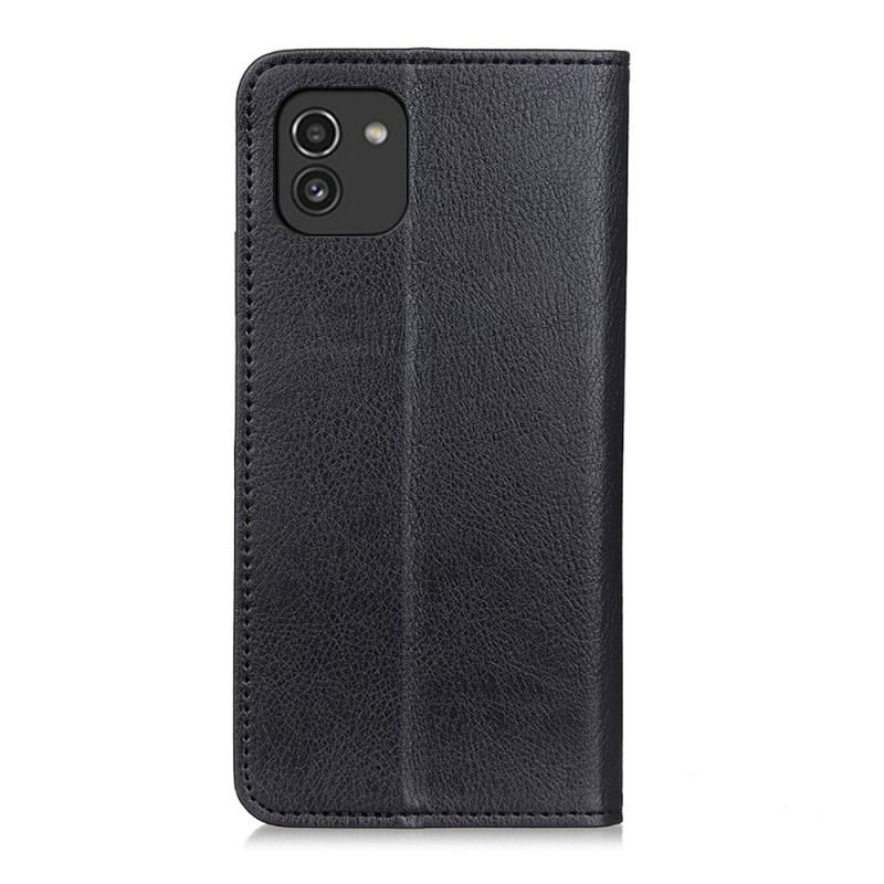 Cover Samsung Galaxy A03 Flip Cover Litchi Design Læder